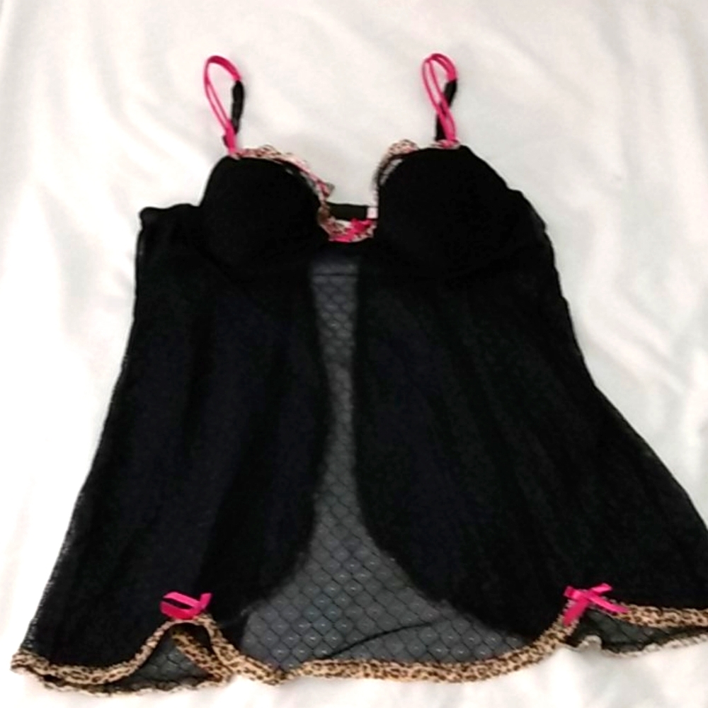 Jezebel black and pink lion print lingerie large